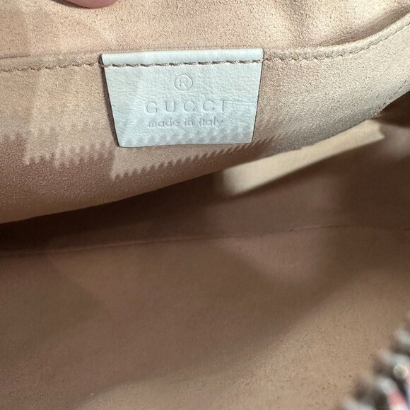 Gucci GG Logo Navi Blue Leather Marmont Shoulder Bag Crossbody - Picture 8 of 9